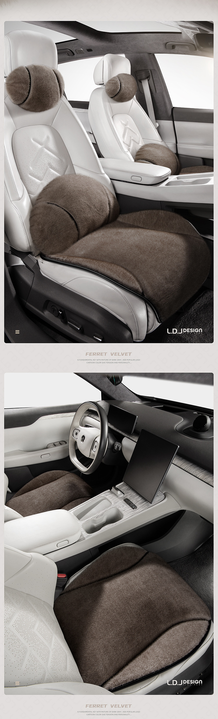 High-End Ferret Velvet Car Seat Cushion Head Pillow Small Three-Piece Autumn and Winter Warm Short Plush Women's Car Seat Cushion