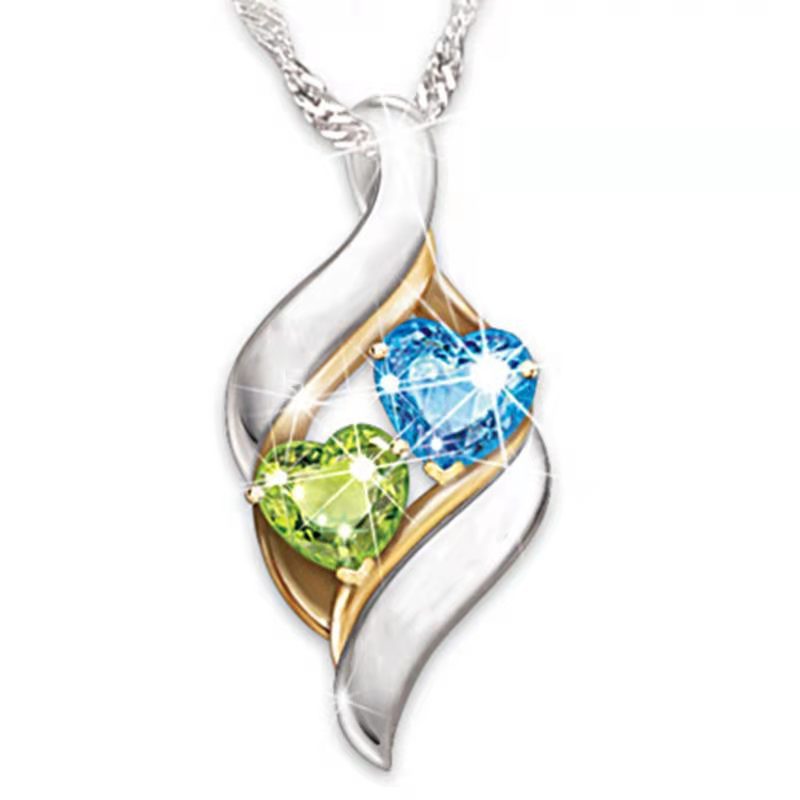 Fashion Heart-shaped Diamond Pendant Bridal Alloy Necklace Wholesale display picture 2