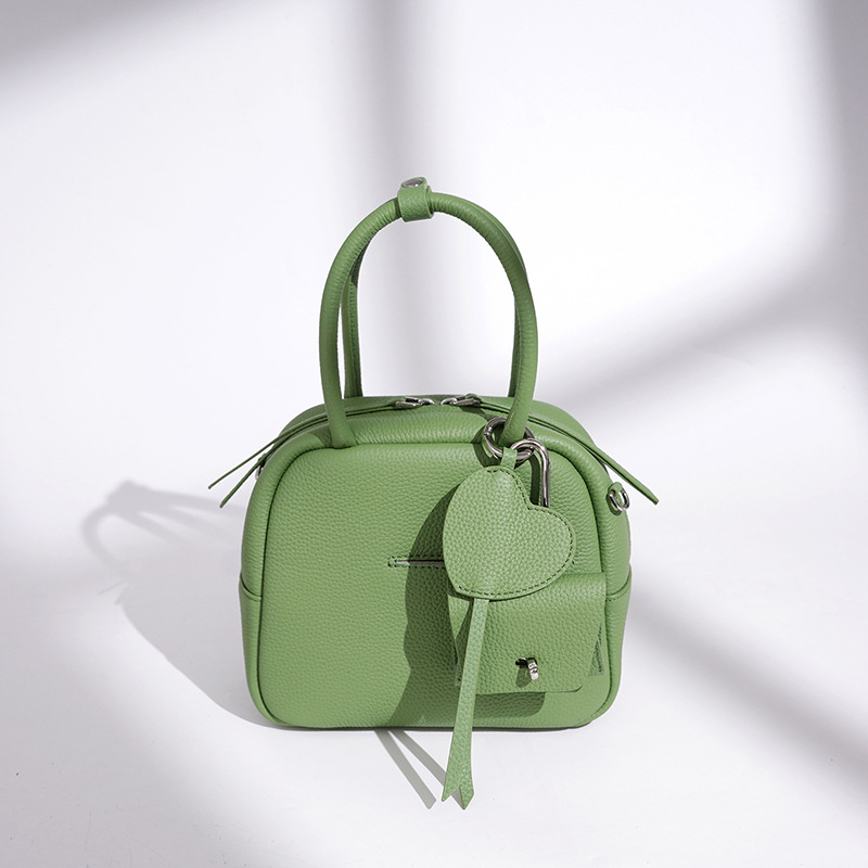 Cross-Border Casual Versatile Boston Women's Bag, Korean Style Niche Genuine Leather Crossbody Bag, Designer Handbag