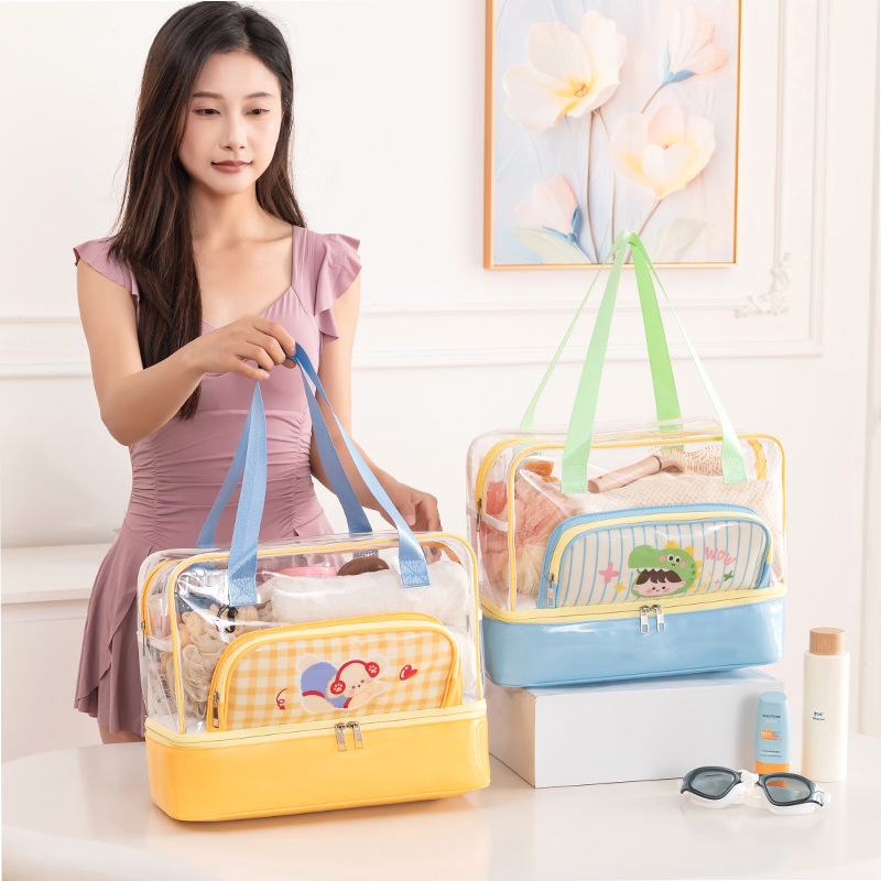 Cartoon waterproof sports bag wet and dry separation PVC