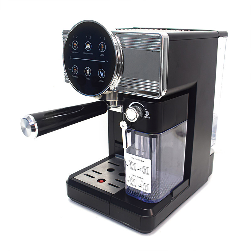 1350W semiautomático bombeo espresso máquina de café con pantalla táctil con burbuja de leche de vapor con cafetera de leche
