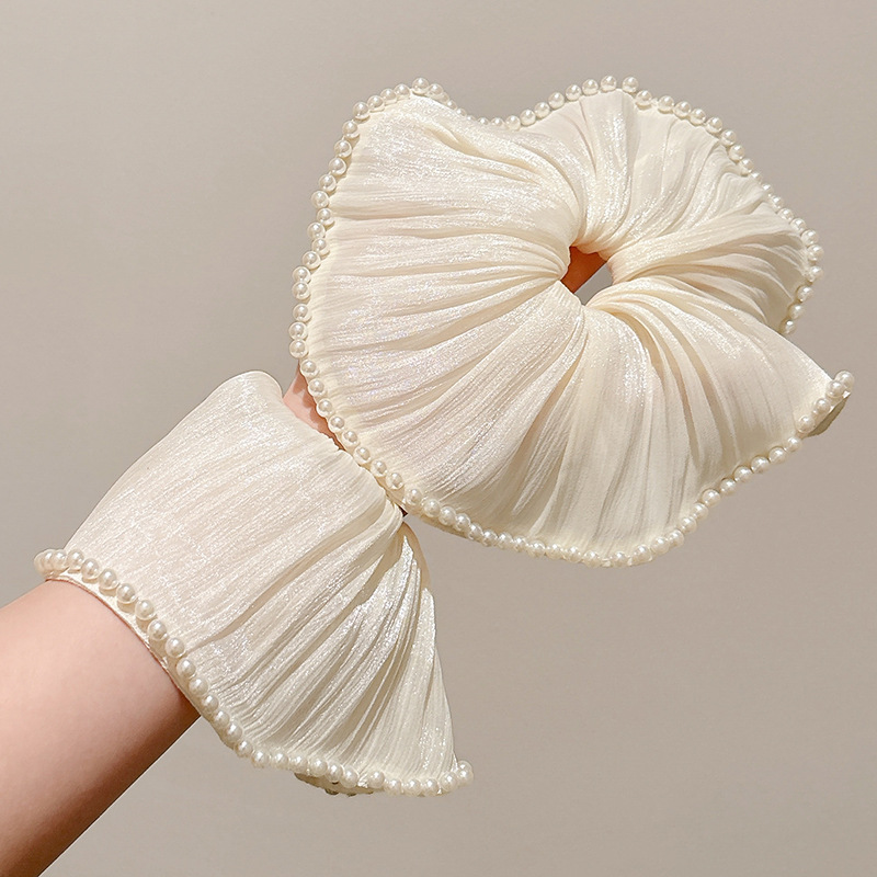 Anillo para el cabello de gran tamaño para mujer 2025 nuevo estilo de alta calidad perla, lazo para el cabello de lujo ligero, tocado de cuerda para el cabello