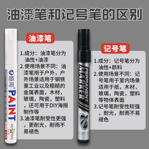 Metal paint pen boxed white touch-up pen color marker industrial tire pen waterproof non-fading graffiti pen