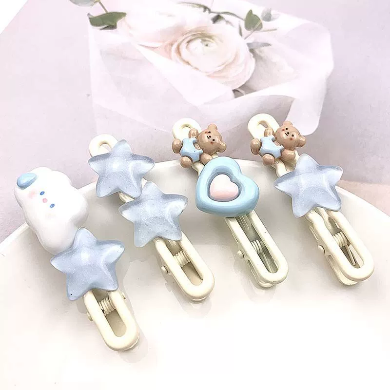 Заколки hairpins brand Cute для челки, пастельные мишки и звёзды, наборы