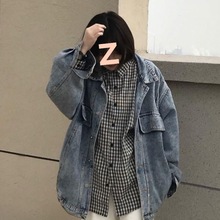 学生宽松牛仔外套女2025秋季新款韩版港风复古中长款百搭上衣夹克