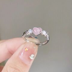 Heart-shaped Cat's Eye Stone Ring for Women - Sweet and Cute, Instagram-style, Unique Design, Light Luxury, Adjustable Finger Ring