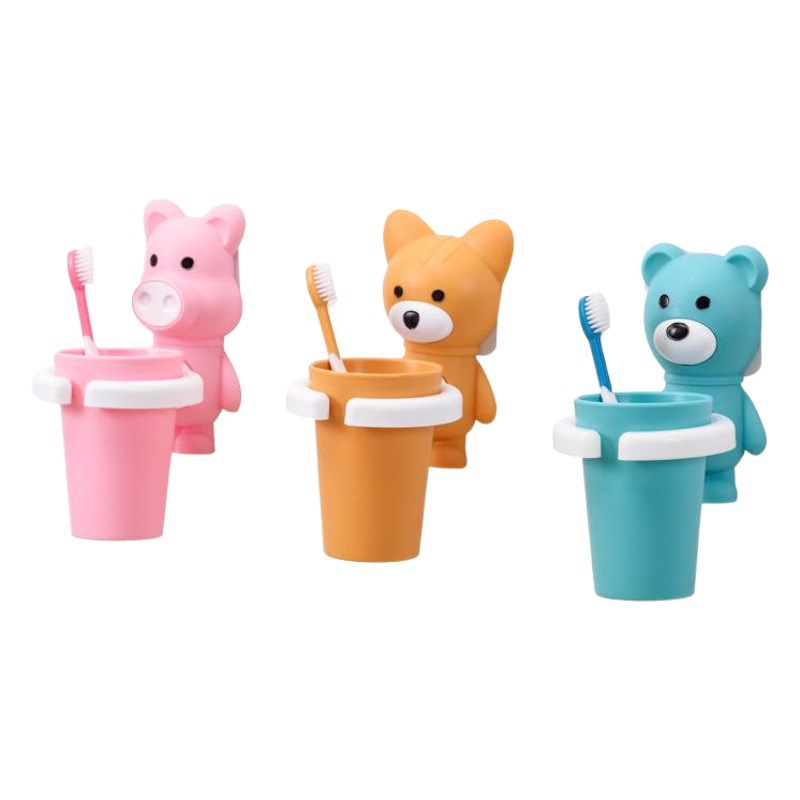 Taza de cepillo de dientes para niños taza de succión de dibujos animados titular de cepillo de dientes creativo lindo traje de cepillo de dientes multifuncional taza de enjuague bucal resistente a las caídas