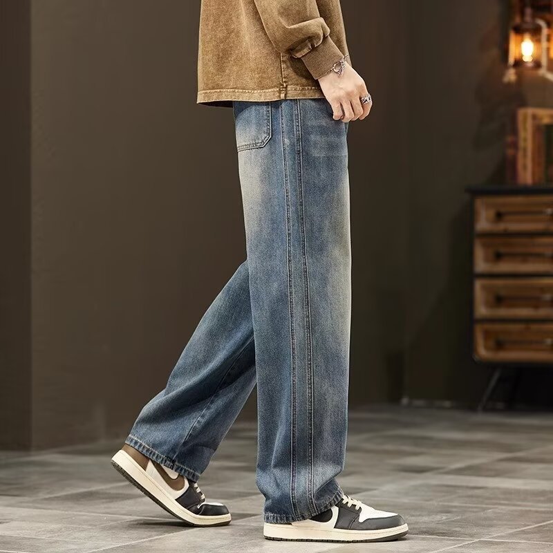 2024 estilo de esquina tendencia de otoño jeans de moda coreana pantalones de mezclilla sueltos para hombres retro japoneses