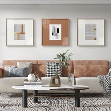 絮线 现代简约客厅装饰画轻奢餐厅挂画橙色方形卧室画抽象线条画