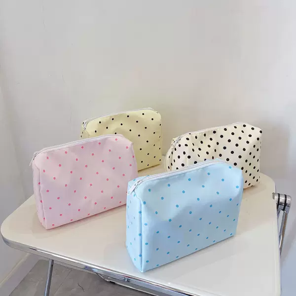 Japanese and Korean Ins Simple Polka Dot Cosmetic Bag Portable Large-Capacity Cosmetics Bag Skin Care Product Toiletry Bag Mommy Storage