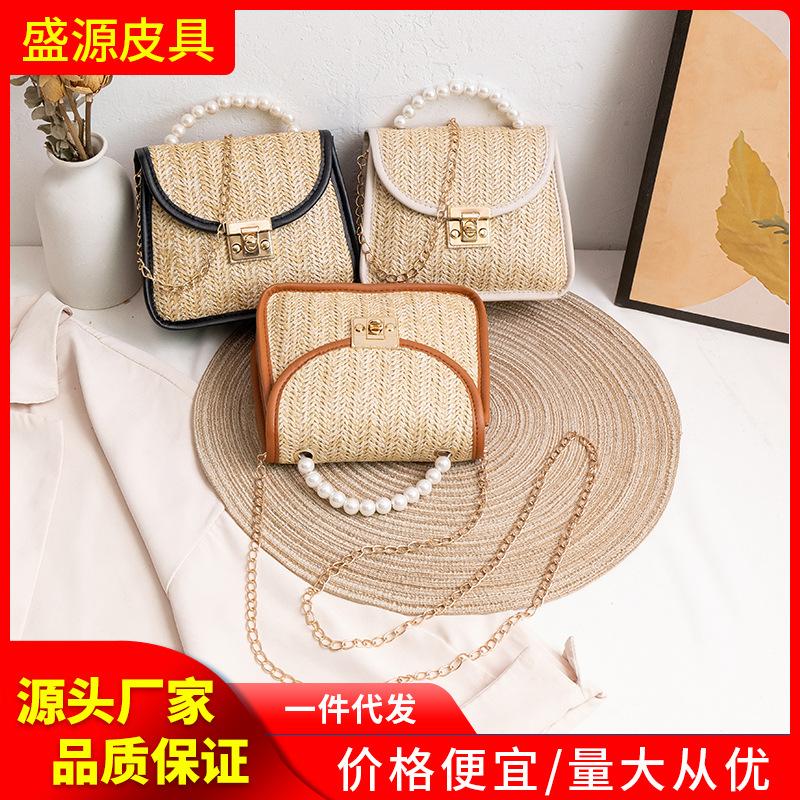 Pearl straw bag 2023 new small bag whole...