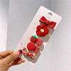 Demi-season children's hairgrip, fruit hairpins with bow, strawberry, flowered, floral print