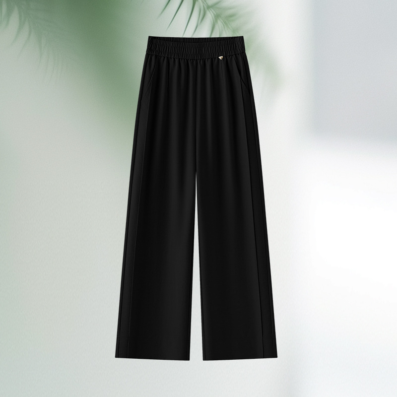 Pantalones anchos de cintura alta de algodón y lino para mujer estilo fino de verano 2025 nuevos pantalones casuales drapeados sueltos y delgados pantalones rectos de nueve puntos