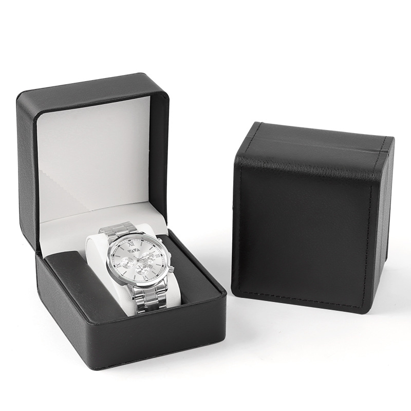 Estuche para Reloj de Cuero PU Cosido, Estuche para Reloj de Regalo Empresarial con un Toque de Alta Gama, Joyero, Estuche para Reloj Simple, Joyero para Empaque de Relojes.
