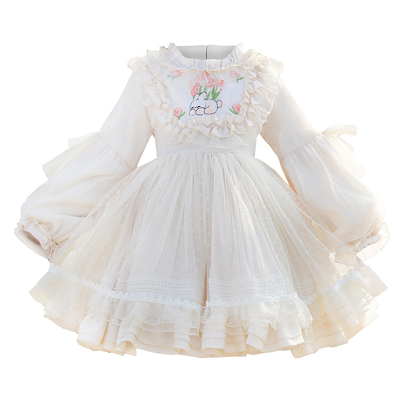 106059819@qq.com Robe de princesse Lolita pour bébé fille, en dentelle et gaze bouffante, pour son premier anniversaire._voghion.com