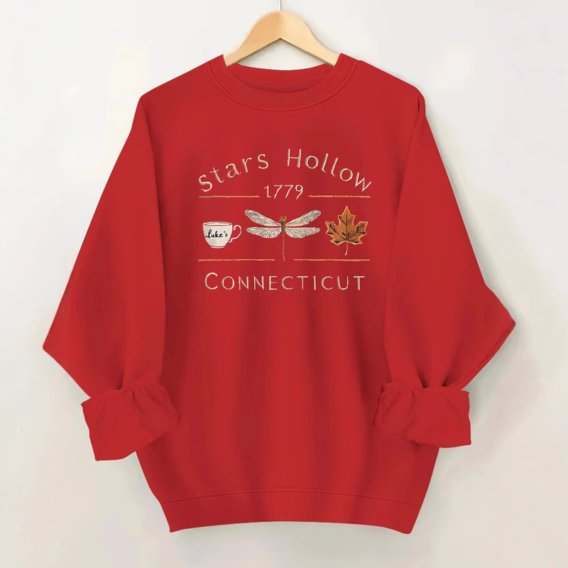 Starry Sky Town Connecticut Graphic Print Crewneck Sweatshirt - Casual Long Sleeve Polyester Autumn/Winter Women's Sweatshirt Starry Sky Town Connecticut Graphic Print Crewneck Sweatshirt - Casual Long Sleeve Polyester Autumn/Winter Women's Sweatshirt
