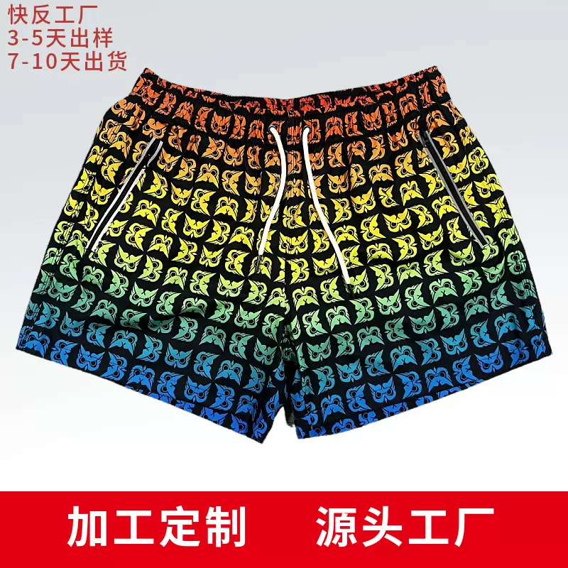 定制四面弹沙滩短裤男 夏威夷海滩速干三分短裤轻薄透气抗皱外贸