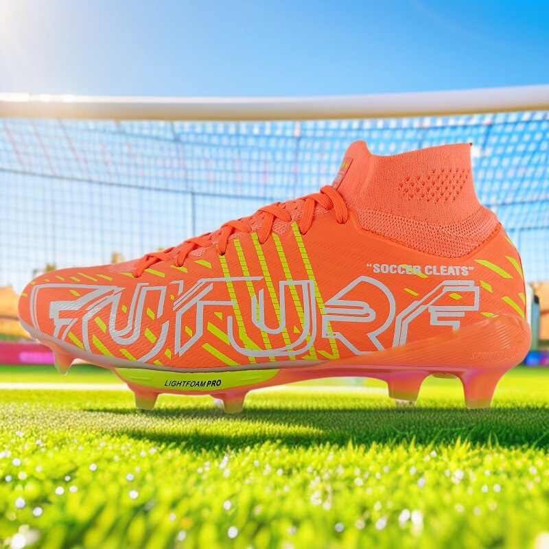 Aifuture Fg New Soccer Shoes Cross-Border Long Spike Fg Soccer Shoes for Men and Women Shock-Absorbing - Mid-Top Training