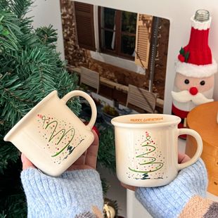 2024 New Christmas Mug Cute Coffee Cup Christmas Tree Ceramic Water Cup Christmas Gift Cup Couple Cup