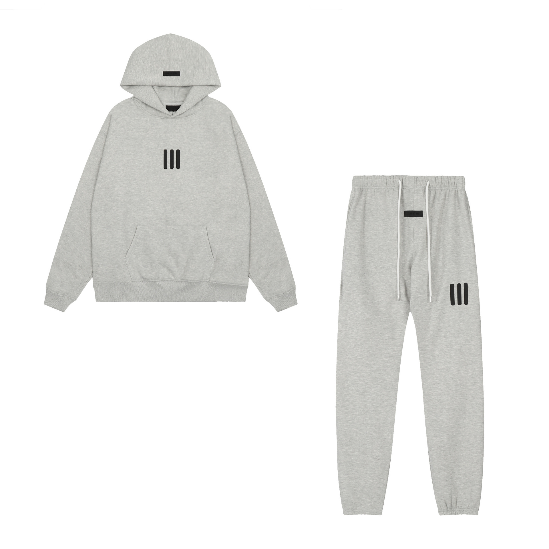 FOG High Street doble línea ESSENTIALS letras de silicona estéreo más suéter con capucha de terciopelo traje de pantalones casuales de moda