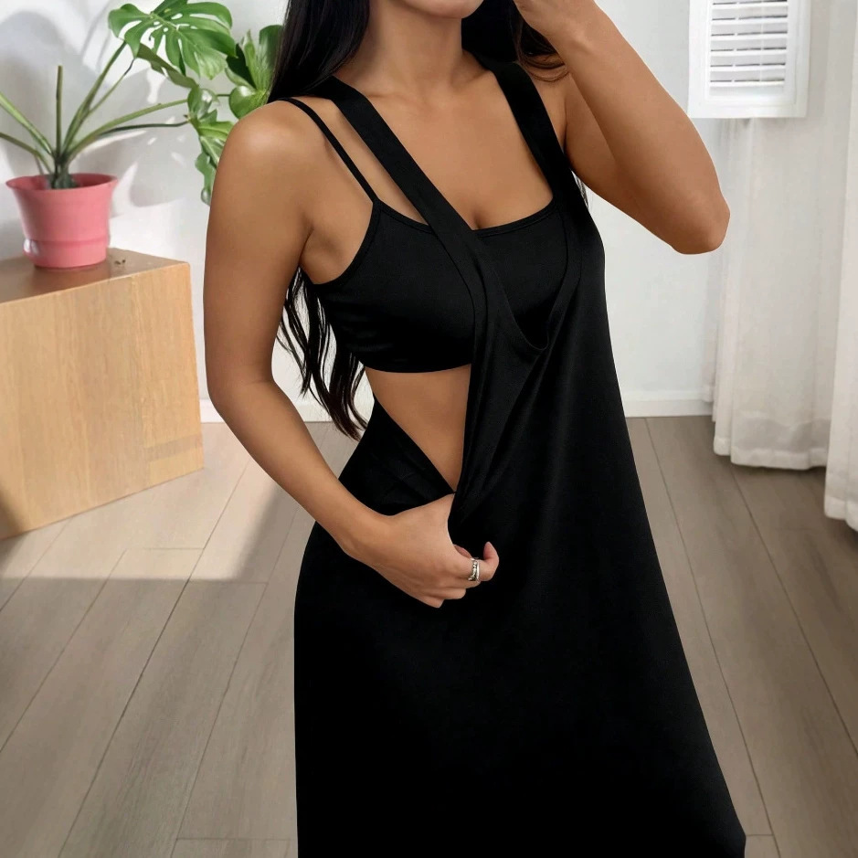 Women's Clothing Summer Style Women's Temperament Casual Dress Two Piece Set Solid Color Personality For Formal & Casual For Women_ecoleips.com