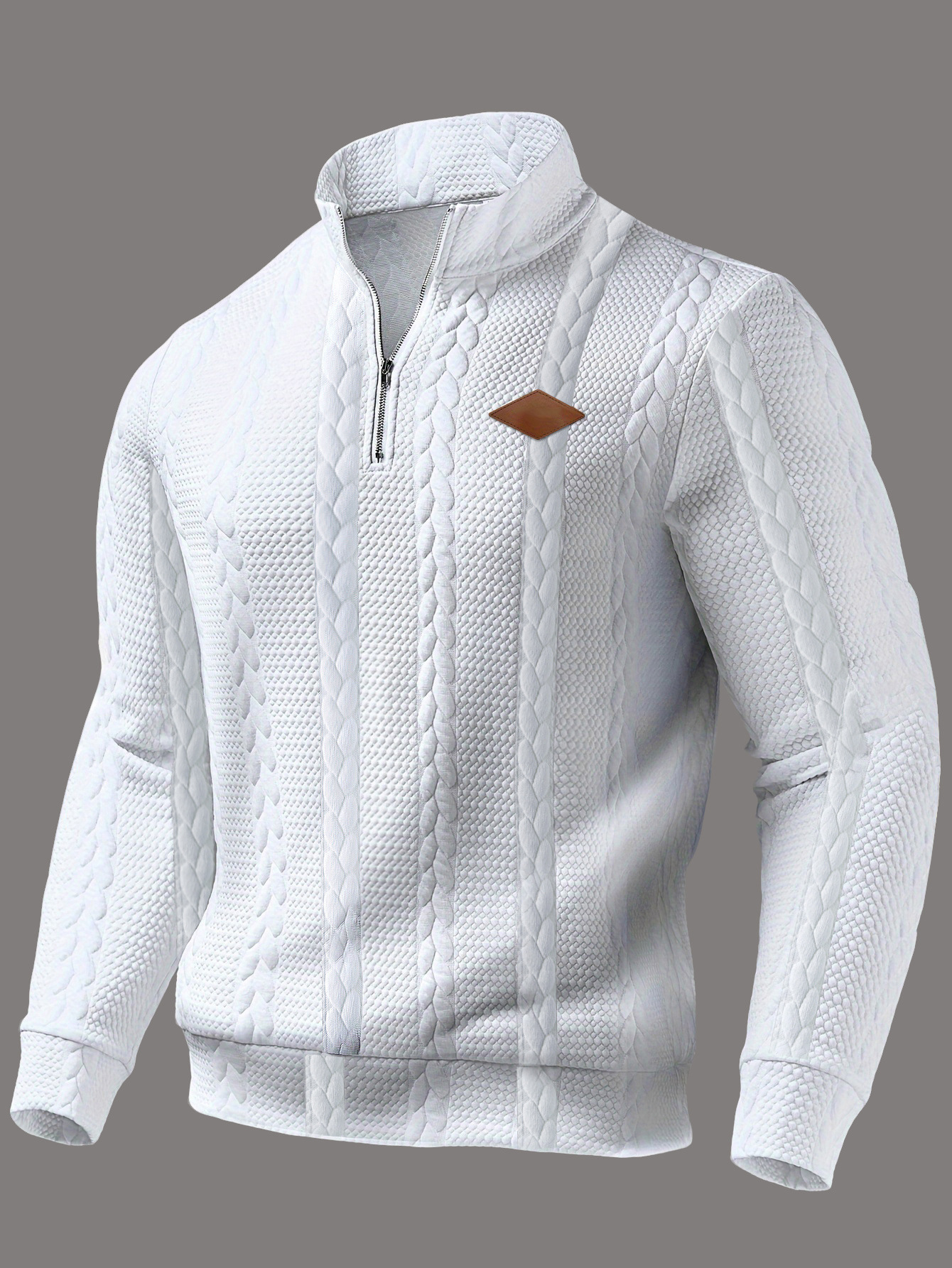 Herren Jacquard Strickpullover Mit Stehkragen Für Den Alltag_voghion.com