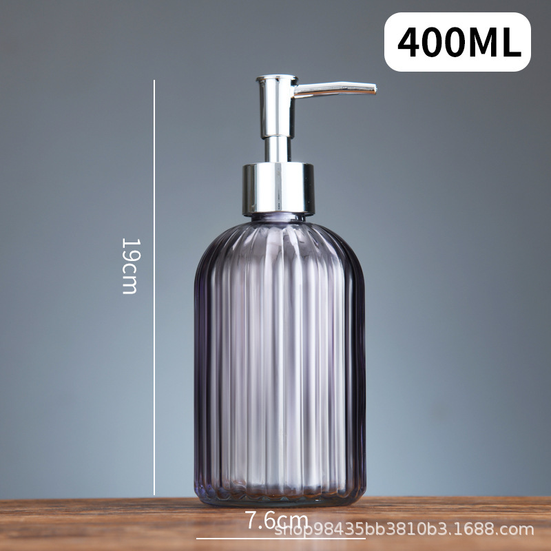 Botella de desinfectante de manos de vidrio vertical doméstico 400ml champú para el cabello, gel de baño, botella de vidrio, botella vacía en stock
