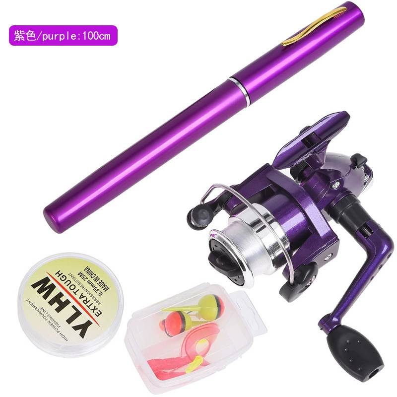 Weihai manufacturer wholesale steel pen style fishing rod cross -border mini 1M ice fishing rod suit pocket raft portable rod