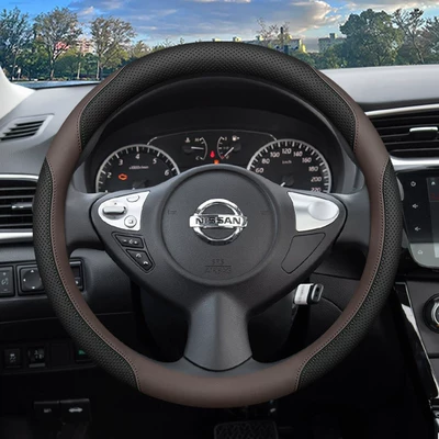 Steering wheel cover — Cover, Dongfeng Nissan 14Th Generation - nissan-exclusive-round-black-brown-ultra-thin-style-nissan-sylphy