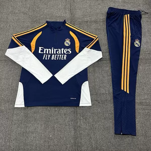 Real Madrid 2627 half-long sleeve football training suit set for adults and children, competition training spring and autumn sweatshirt team uniform
