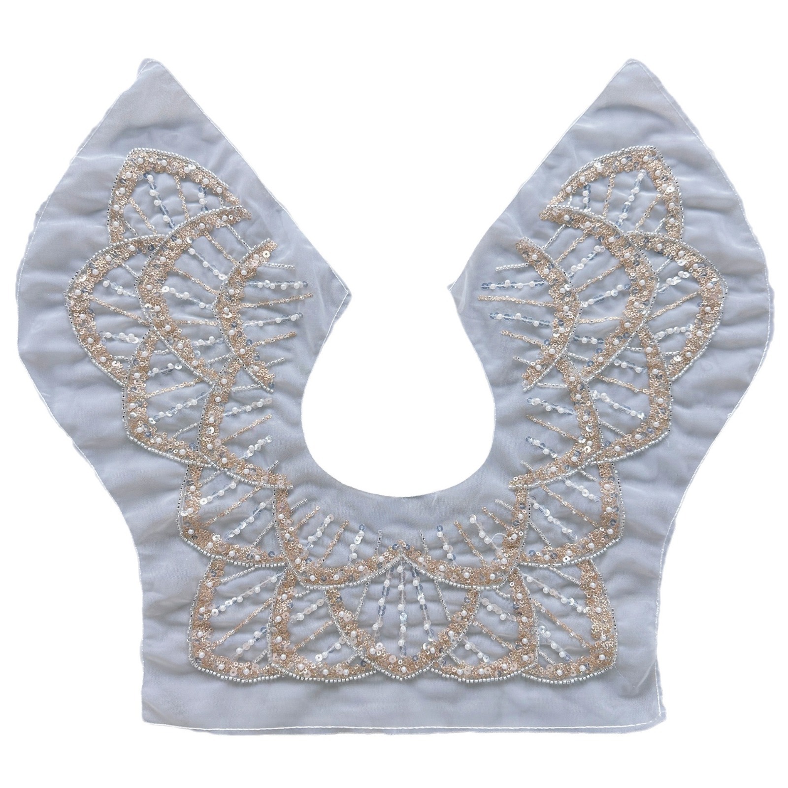 Malla con lentejuelas bordado collar flor semiacabado ropa para niños princesa vestido collar DIY accesorios vestido de novia decoración del collar image 5