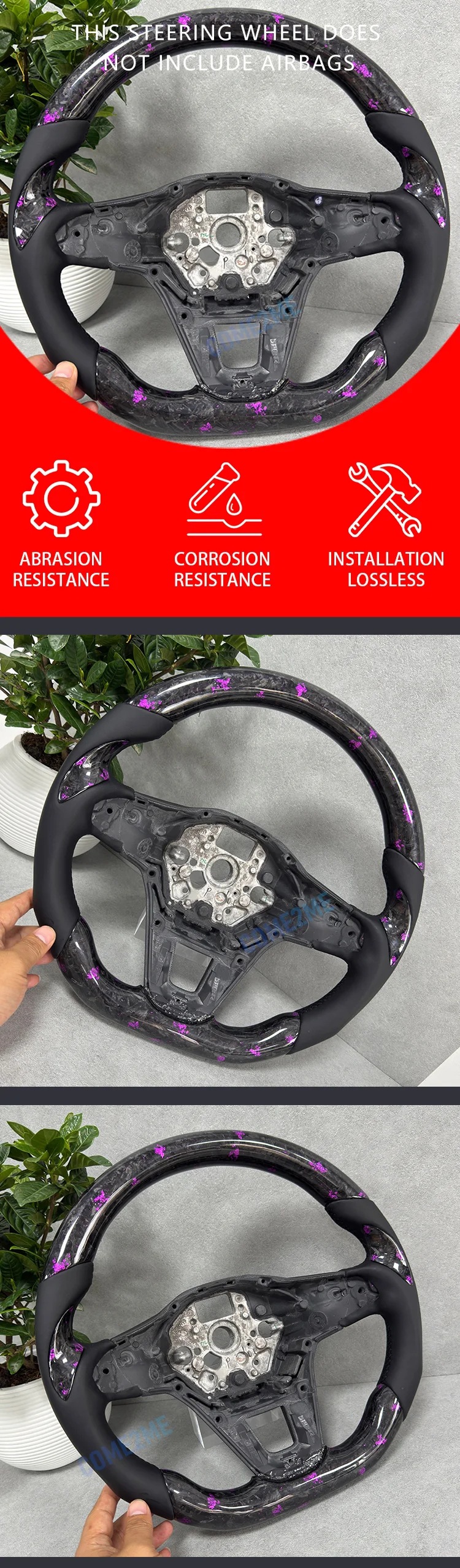 Customized Modified Volkswagen Passat 2020-2021 Purple Forged Carbon Fiber Steering Wheel
