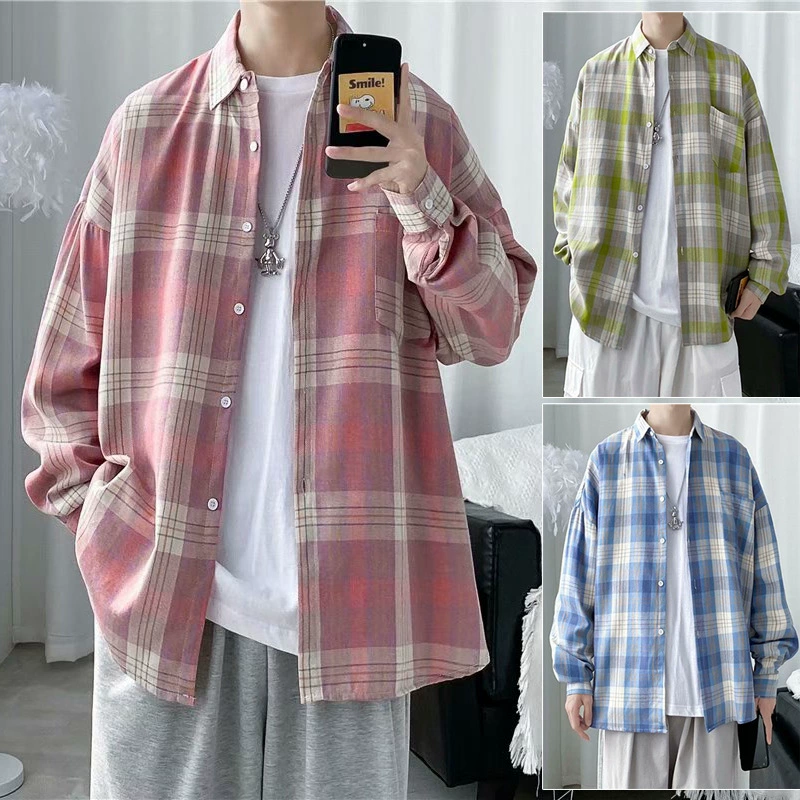 Клетчатая рубашка мужская с длинными рукавами весенне-осенняя тонкая рубашка в японском стиле в гонконгском стиле, дизайнерская нишевая рубашка, модная красивая повседневная куртка