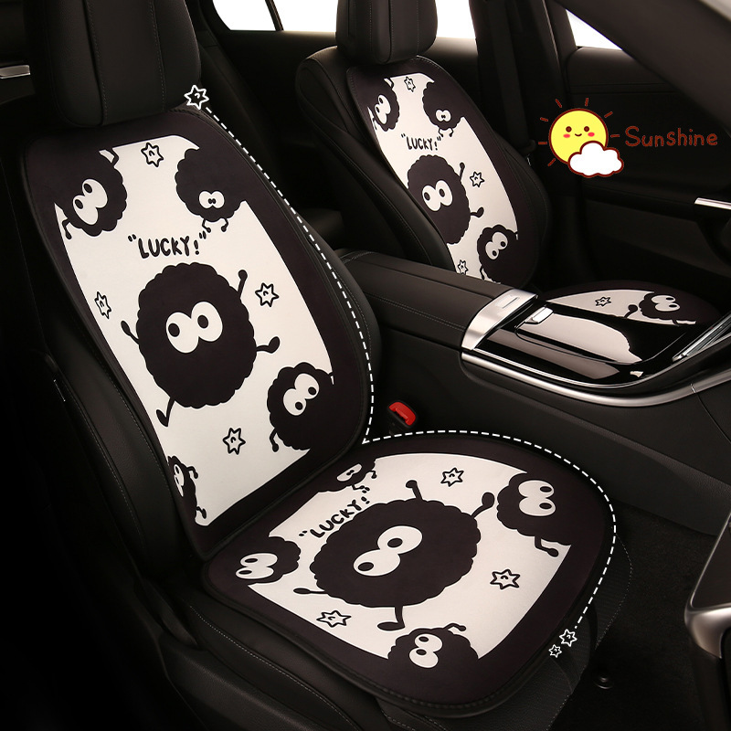 自動車座布団冬の短いぬいぐるみかわいいアニメの石炭ボール座布団保温ベルベット女性車内座布団シートカバー|undefined