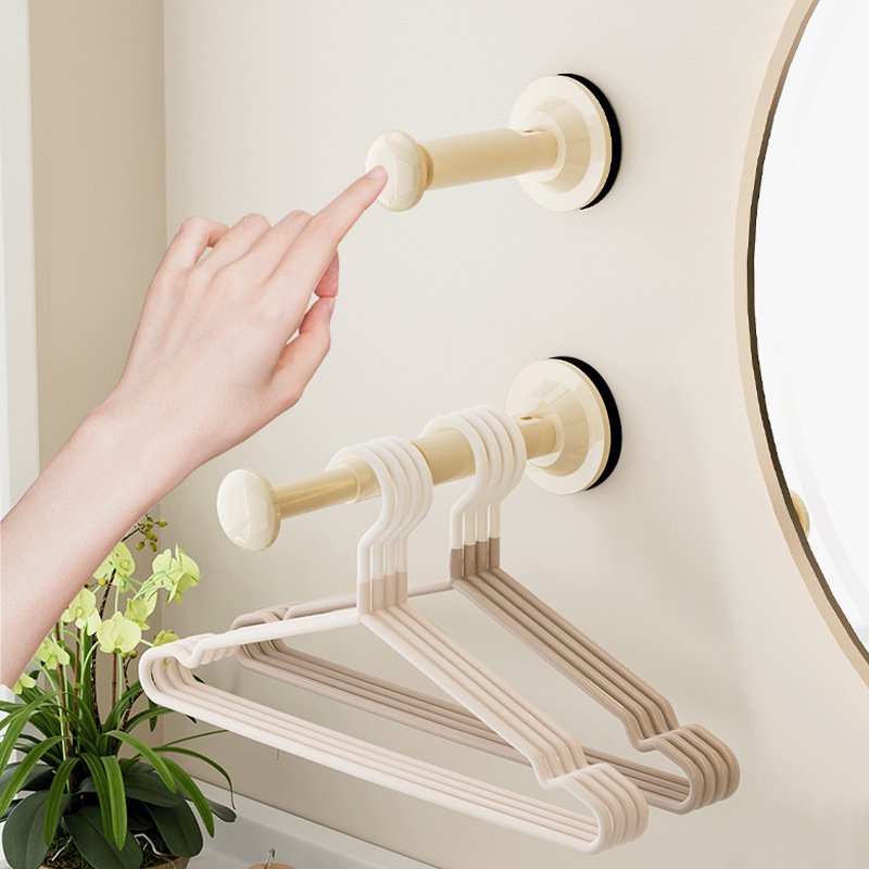 Suction-type Hanger Storage Rack Punch-free Wall Hanging Telescopic Rod Household Balcony Drying Rack Fit