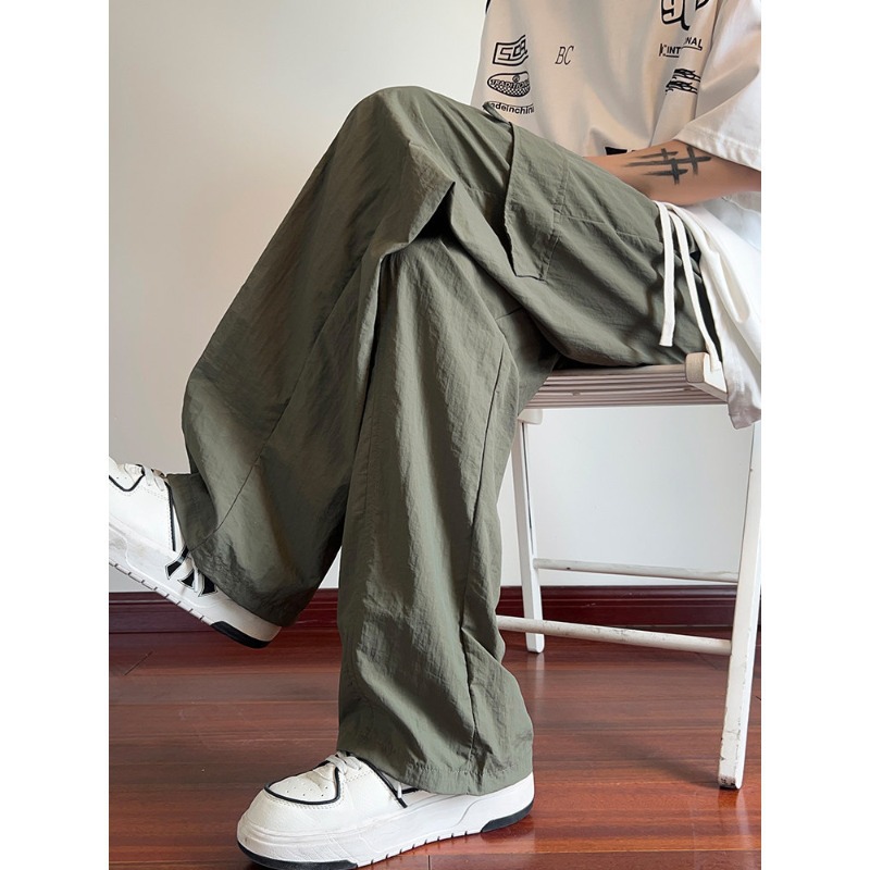 Pantalones de trabajo delgados de hielo de verano, pantalones casuales de tamaño grande, pantalones deportivos de moda para hombres, pantalones largos para hombres de verano