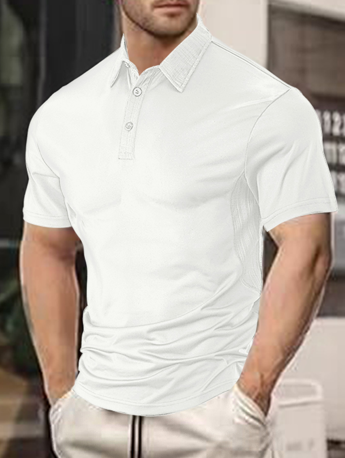 Europa y América Amazon temu comercio exterior camiseta de manga corta para hombre moda de verano casual solapa suelta polo de algodón perlado