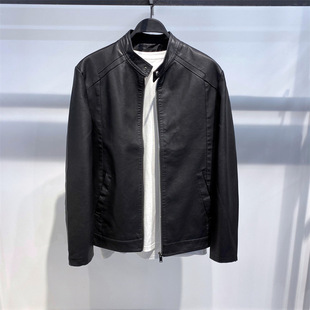 New Spring Autumn Men's Stand Collar Leather Coat Fashion Slim Business Leather Jacket Men Pu Motorcycle Leather Jacket Gtpu603