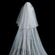 Bridal Wedding Veil 3m Long 3m Wide Double-Layer Satin Ribbon Edge Long Trailing Veil Photography Simple Veil