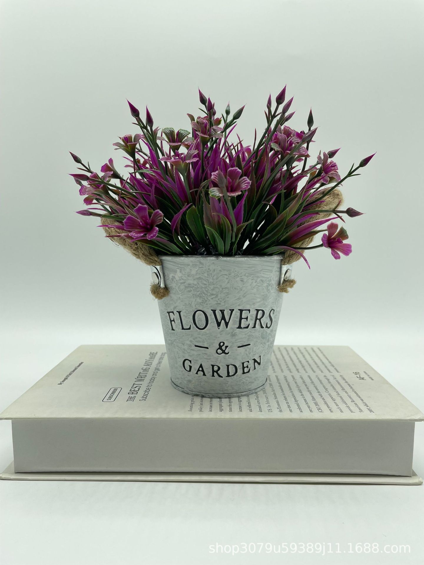 Simulación de plantas verdes, retro creativo, barril de hierro forjado nórdico, planta falsa, planta en maceta, decoración de oficina, bonsai decorativo de plástico