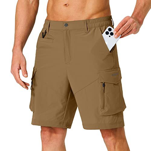 Men's Hiking Cargo Shorts, Quick-Drying, Lightweight Travel Shorts with Multiple Pockets, Suitable for Fishing, Camping, and Golf