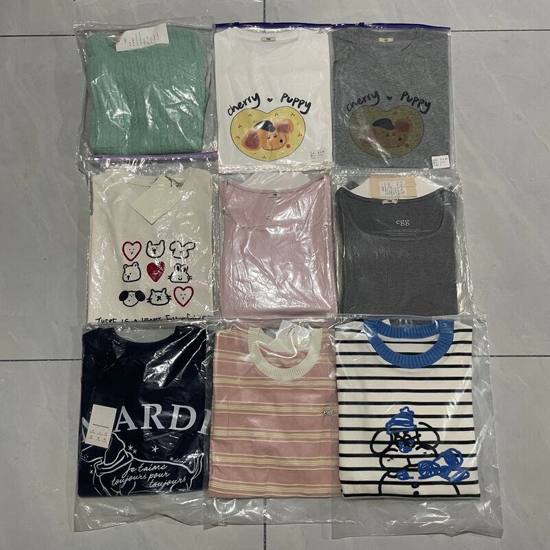 In Stock! Clearance Collection ~ Korean Dongdaemun Egg Short-Sleeve Base Shirt T-Shirt Sweatshirt Set