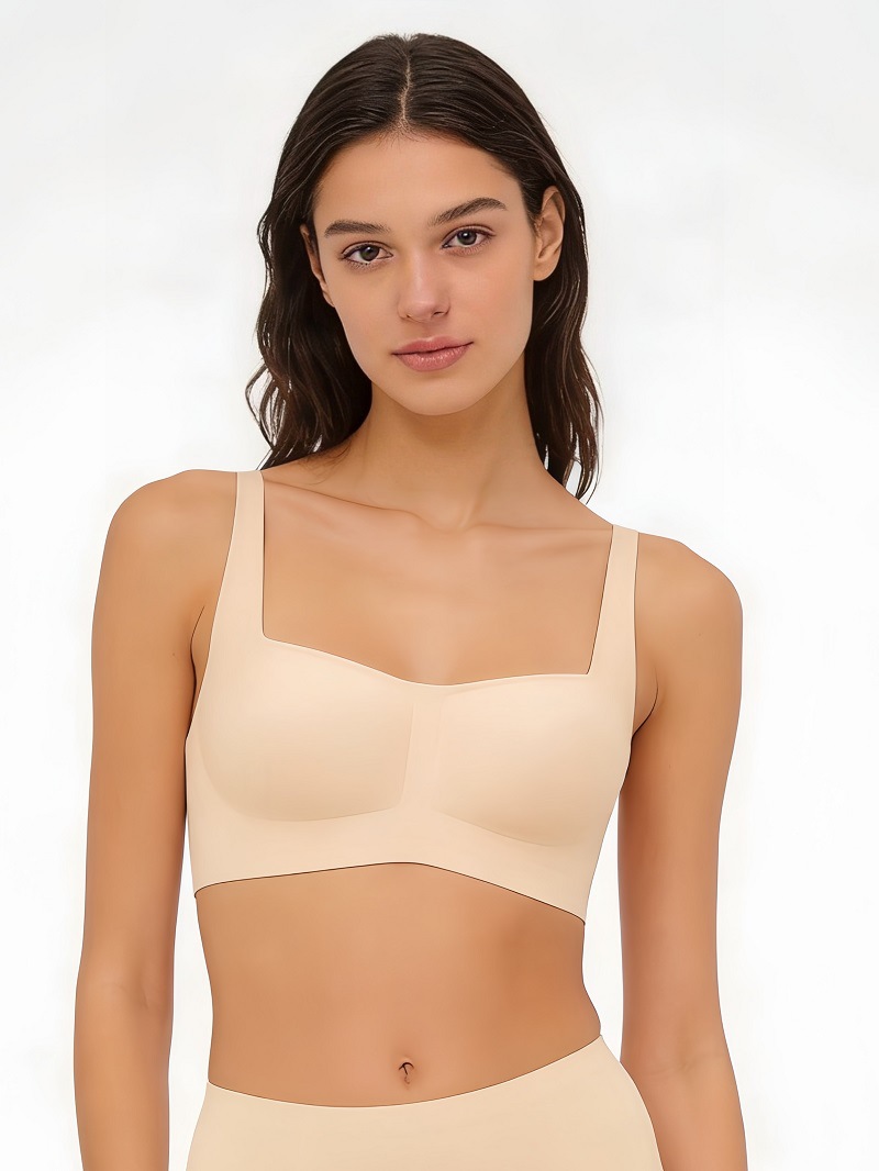 Women's Seamless Strapless Bra Foundation Smooth Soft Support Thin Jelly Square Neck Comfortable Underwear_voghion.com