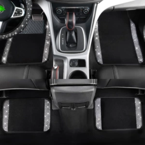 Cross-border universal car floor mats, velvet with sparkling rhinestones, full crystal anti-slip PVC car interior floor mats