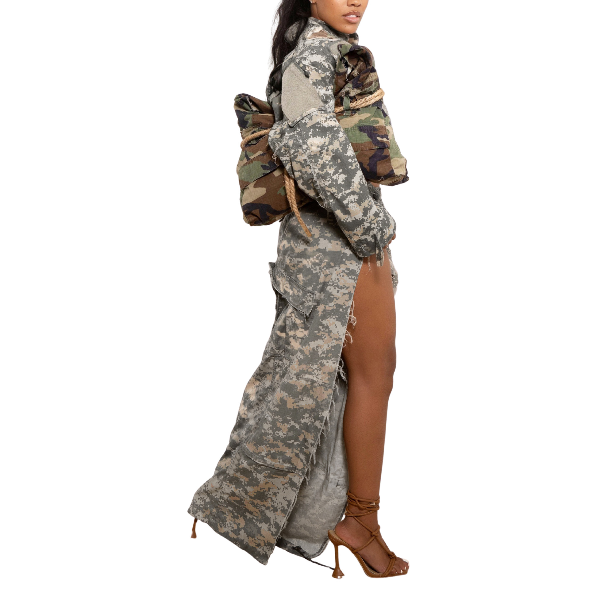 Summer Spring Casual Streetwear Camouflage Spandex Polyester Maxi Long Dress Skirts display picture 77