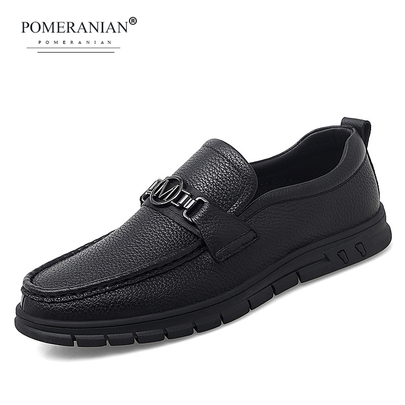 Pomeranian头层牛皮男式商务皮鞋马衔扣软面真皮透气驾车司机鞋潮