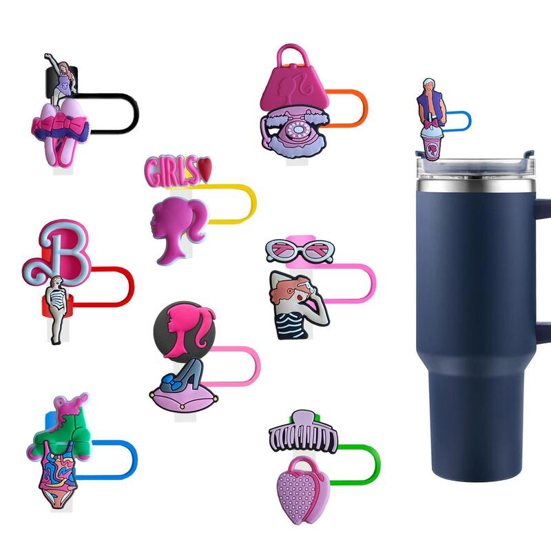 Pink Barbie 2 Creative Cartoon Double-headed Straw Cap Dunhuang Stanley Cup Straw Plug Universal Straw Dust Plug Pink Barbie 2 Creative Cartoon Double-headed Straw Cap Dunhuang Stanley Cup Straw Plug Universal Straw Dust Plug