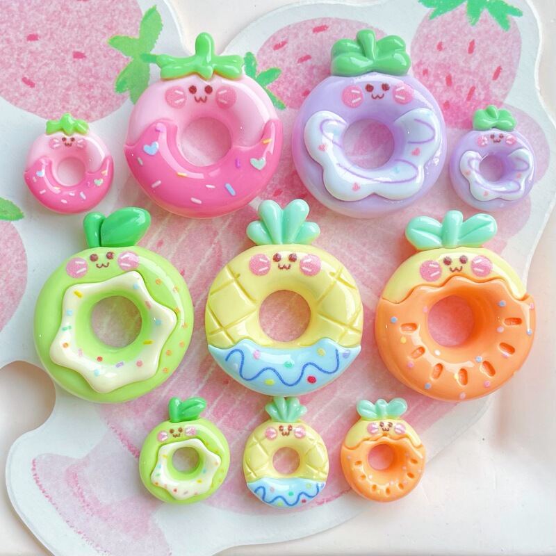 Mini Color Fruit Donut Food Play Resin Accessories Nail Art Decorations Mobile Phone Case Keychain Hairpin Accessories