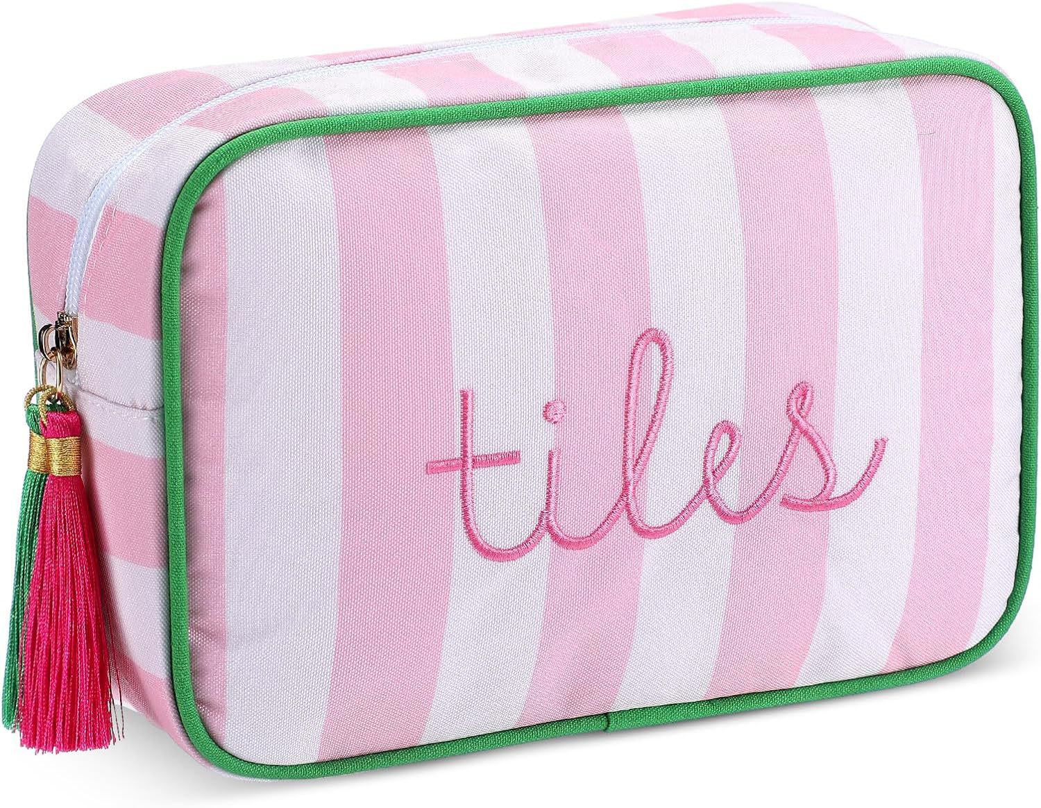 Amazon nueva bolsa de maquillaje a rayas bolsa de viaje bolsa de maquillaje de gran capacidad bolsa de mahjong bolsa portátil