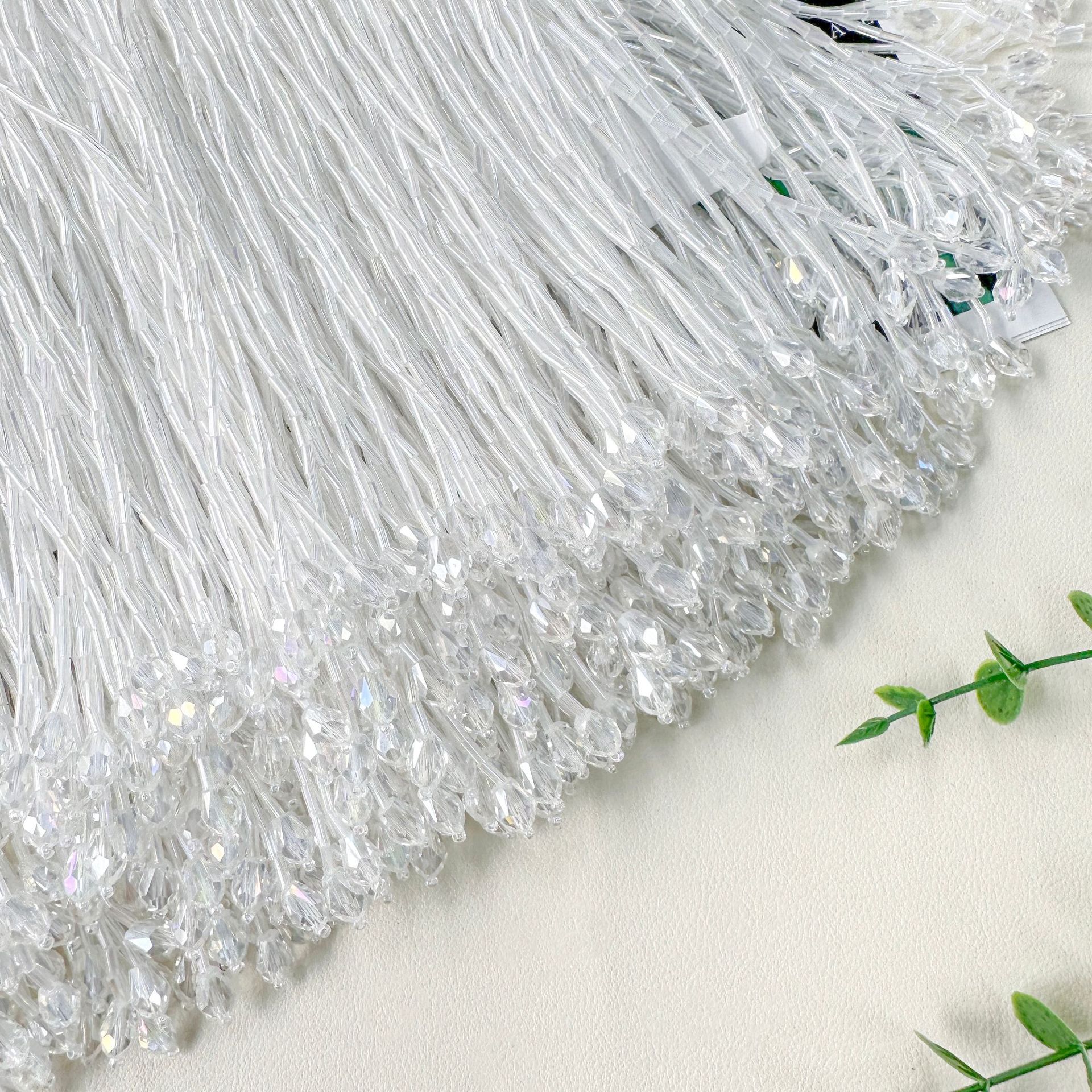Blanco 14cm pesado cristal perlas de bordas de encaje vestido de boda cortina de corte auxiliar puño decoración del escenario DIY